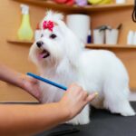 maltese at groomer