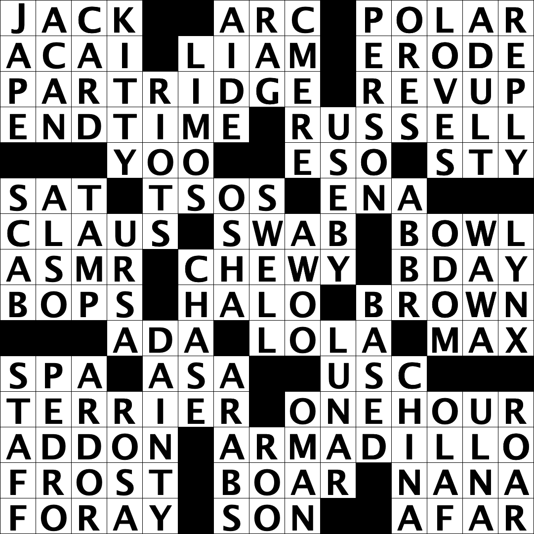 Crossword puzzle solution