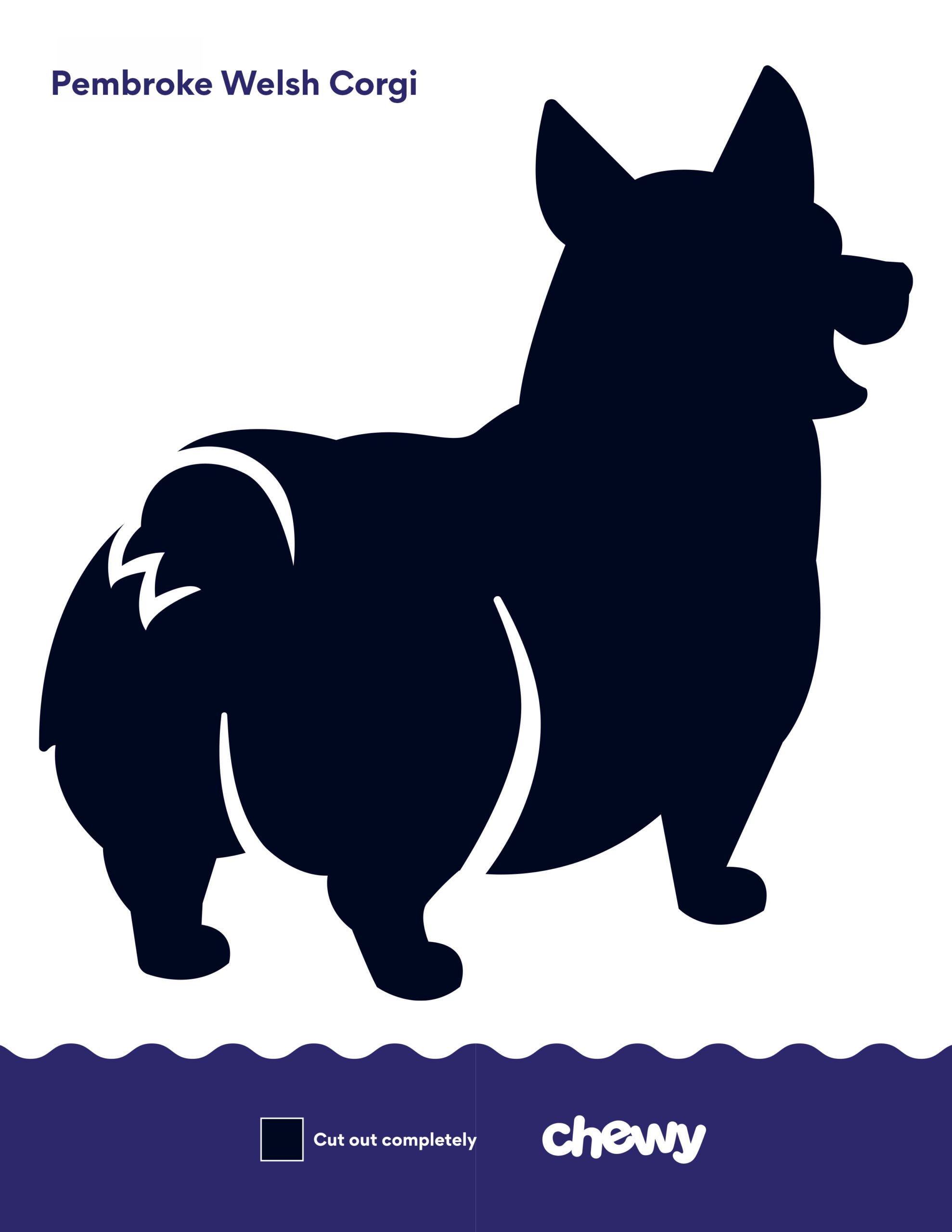 dog pumpkin carving stencil: corgi
