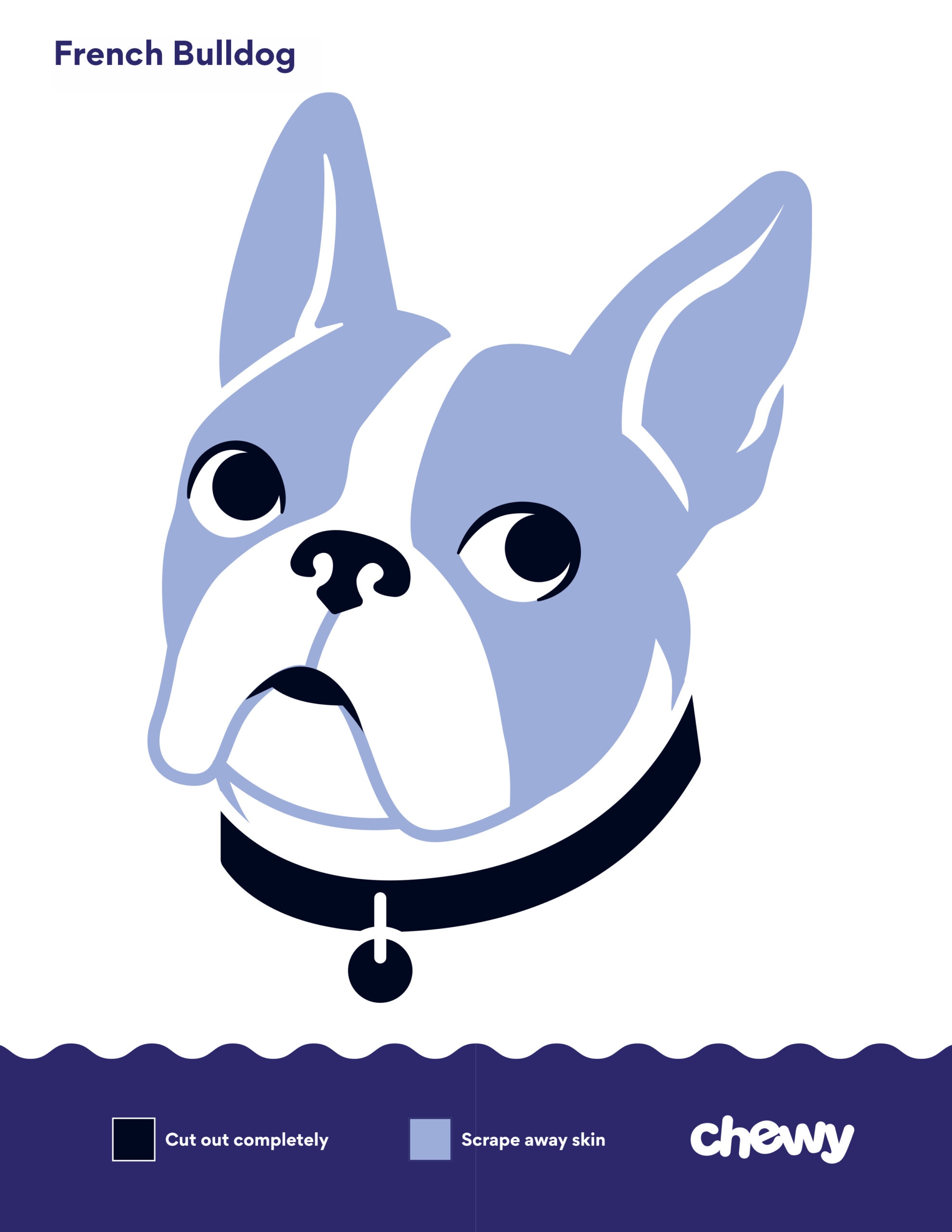 dog pumpkin carving stencil: french bulldog